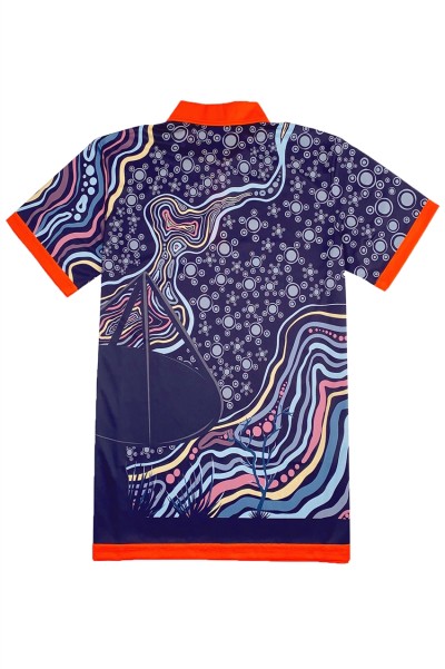Customized Whole Dye Sublimation Polo Shirt Design Contrasting Collar Chest Patch 3 Buttons Short Sleeves Dye Sublimation Garment Factory 100%Polyester P1427 front view
